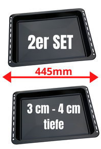 UNIQDEALZ 445x375x 30 und 40mm mit 2 Backbleche 2 Tiefe emailliert passend für Bauknecht Whirlpool Ignis IKEA